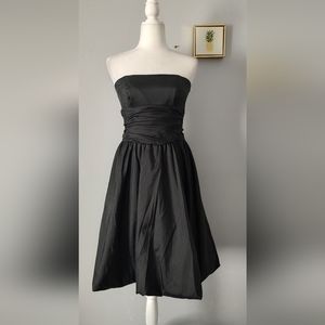 Strapless Dress Davids Bridal  6 Black  Bubble Hem Taffeta Cocktail Prom Holiday